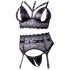 Cottelli Bondage - Lace Lingerie Set with Handcuffs (Black)  - M