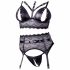 Cottelli Bondage - Lace Lingerie Set with Handcuffs (Black)  - L