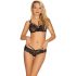 Set di lingerie con reggiseno in pizzo rose e spalline Obsessive 860-SET-1 (nero)