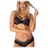 Obsessive 860 - Strappy Rose Lace Bra Set (Black)