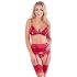 Abierta Fina - Shimmering Chain Lingerie Set (Red)  - M