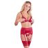 Abierta Fina - Shimmering Chain Lingerie Set (Red)  - M