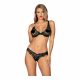 Set di lingerie Obsessive Luvae con strass e motivi floreali (nero)