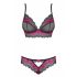 Obsessive Tulia - Lace Lingerie Set (Black-Pink)