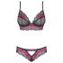 Obsessive Tulia - Lace Lingerie Set (Black-Pink)