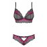 Obsessive Tulia - Lace Lingerie Set (Black-Pink)  - L/XL