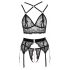 Abierta Fina Lace Lingerie Set (Black)