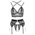 Abierta Fina Lace Lingerie Set (Black)