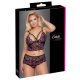 Cottelli Plus Size - Kwiatowy biustonosz (czarno-fioletowy)