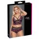 Cottelli Plus Size - Floral Bra Set (Black-Purple)  - 3XL/4XL