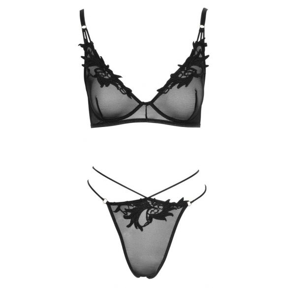 Set di Intimo Trasparente con Pizzo Cottelli (Nero)