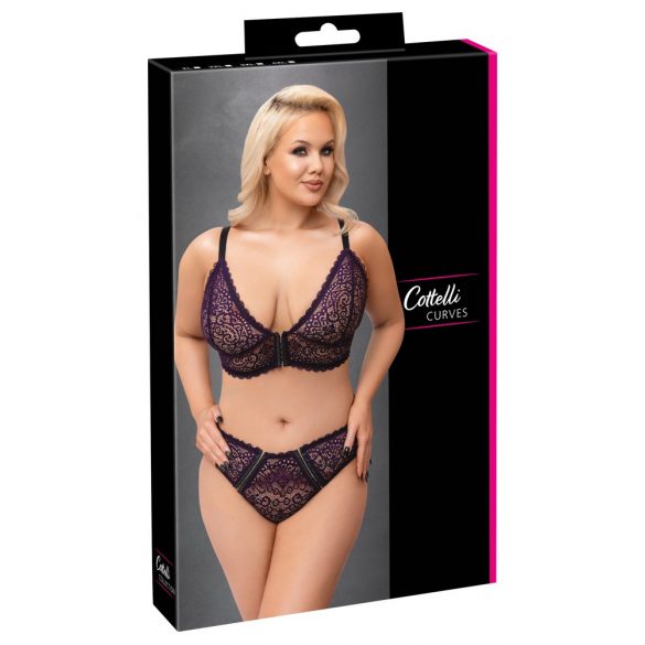 Cottelli Curves Plus Size - set grudnjaka s prozirnim uzorkom (ljubičasti)