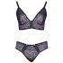 Cottelli Curves Plus Size - Transparent Patterned Bra Set (Purple)