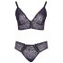 Cottelli Curves Plus Size - Transparent Patterned Bra Set (Purple)