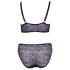 Cottelli Curves Plus Size - Transparent Patterned Bra Set (Purple)  - 2XL