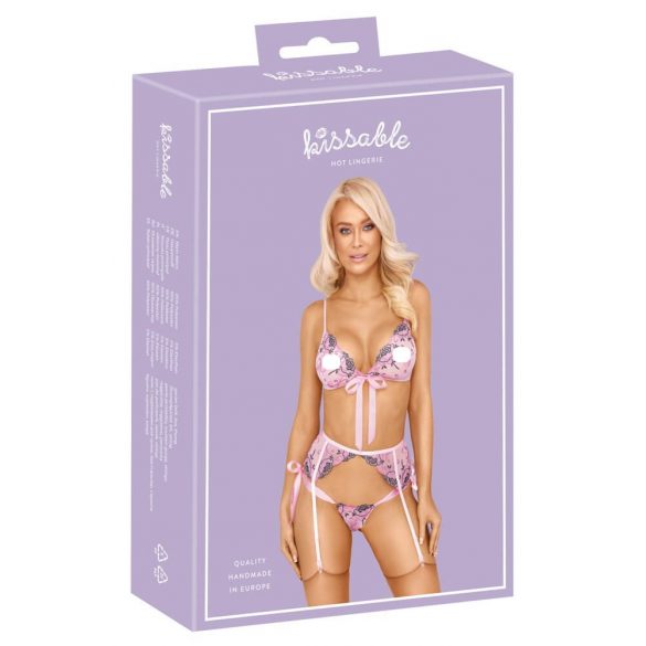 Kissable - Rose Embroidered Lingerie Set (Pink)