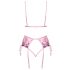 Kissbare - roze geborduurd ondergoed set (roze) - L/XL