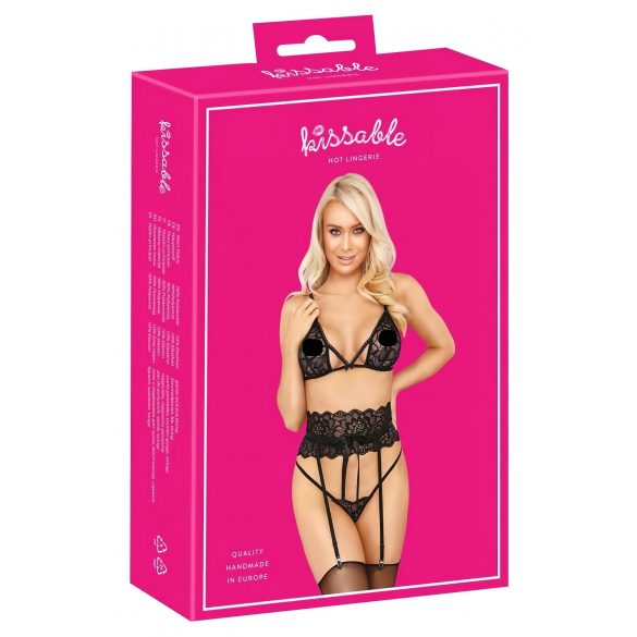 Kissable - Waistband Bra Set (Black)  - L/XL