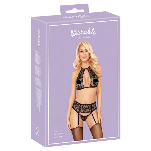 Kissable - Lace Bra Set with Choker (Black)