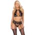 Set Intimo Incantevole con Reggiseno a Collare in Pizzo (Nero)