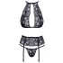 Set Intimo Incantevole con Reggiseno a Collare in Pizzo (Nero)