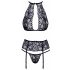 Set Intimo Incantevole con Reggiseno a Collare in Pizzo (Nero)  - L/XL