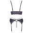 Cottelli - 3-Piece Lace Lingerie Set (Black-Purple)