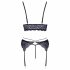 Cottelli - 3-Piece Lace Lingerie Set (Black-Purple)