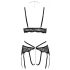 Reggiseno Aperto in Pizzo con Perizoma e Giarrettiere - Set Seducente  - M