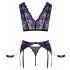 Cottelli Bondage - lingerie set with hand restraints (black-purple)