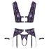 Cottelli Bondage - Lingerie Set with Hand Restraints (Black-Purple)  - M