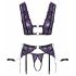 Cottelli Bondage - lingerie set with hand restraints (black-purple) - M