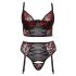 Set di intimo sexy in pizzo con motivi floreali e reggicalze (nero-rosso) - Taglie Forti Cottelli