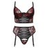 Cottelli Plus Size - Bra and Garter Set (Black-Red)