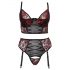 Cottelli Plus Size - Bra and Garter Set (Black-Red)