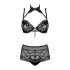 Obsessive Elizenes - Patterned, Sheer Bra Set (Black)