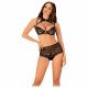 Obsessive Elizenes - Patterned, Sheer Bra Set (Black)  - L/XL