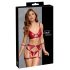 Cottelli Bondage - ensemble soutien-gorge brillant avec fixations pour les mains (rouge)