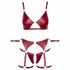 Cottelli Bondage - set reggiseno lucido con polsini (rosso) - M