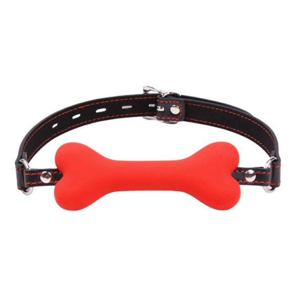 Ida Leather - Bone Shaped Gag (Red)