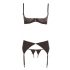 Abierta Fina - Glittering Gemstone Lingerie Set (Black)