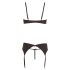 Abierta Fina - Glittering Gemstone Lingerie Set (Black)  - 80B/M