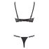 Cottelli - Strappy Ring Push-up Bra and Thong (Black)