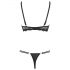 Cottelli - Strappy Ring Push-up Bra and Thong (Black)  - 80B/M