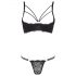 Cottelli - Strappy Ring Push-up Bra and Thong (Black)  - 75C/S