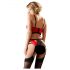 Abierta Fina - Open Bra Set with Rings and Straps (Red-Black)