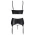 Abierta Fina - Sparkling Strappy Lace Lingerie Set (Black)  - 85B/L