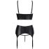 Abierta Fina - Ensemble de lingerie étincelant à bretelles en dentelle (noir) - 85C/L