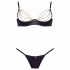 Cottelli - Rhinestone Chain Satin Lingerie Set (Black)