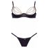 Cottelli - Satin Push-up Set met Strass en Ketting (zwart) - 80B/M